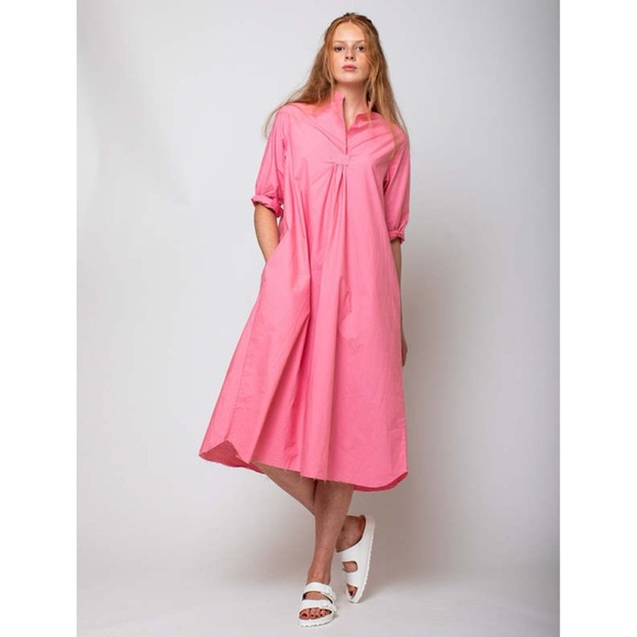 Sula Dresses & Skirts - Sula Clothing Dewey Poplin Dress (Sz XS) Cotton A-Line Midi Tunic Sea Pink